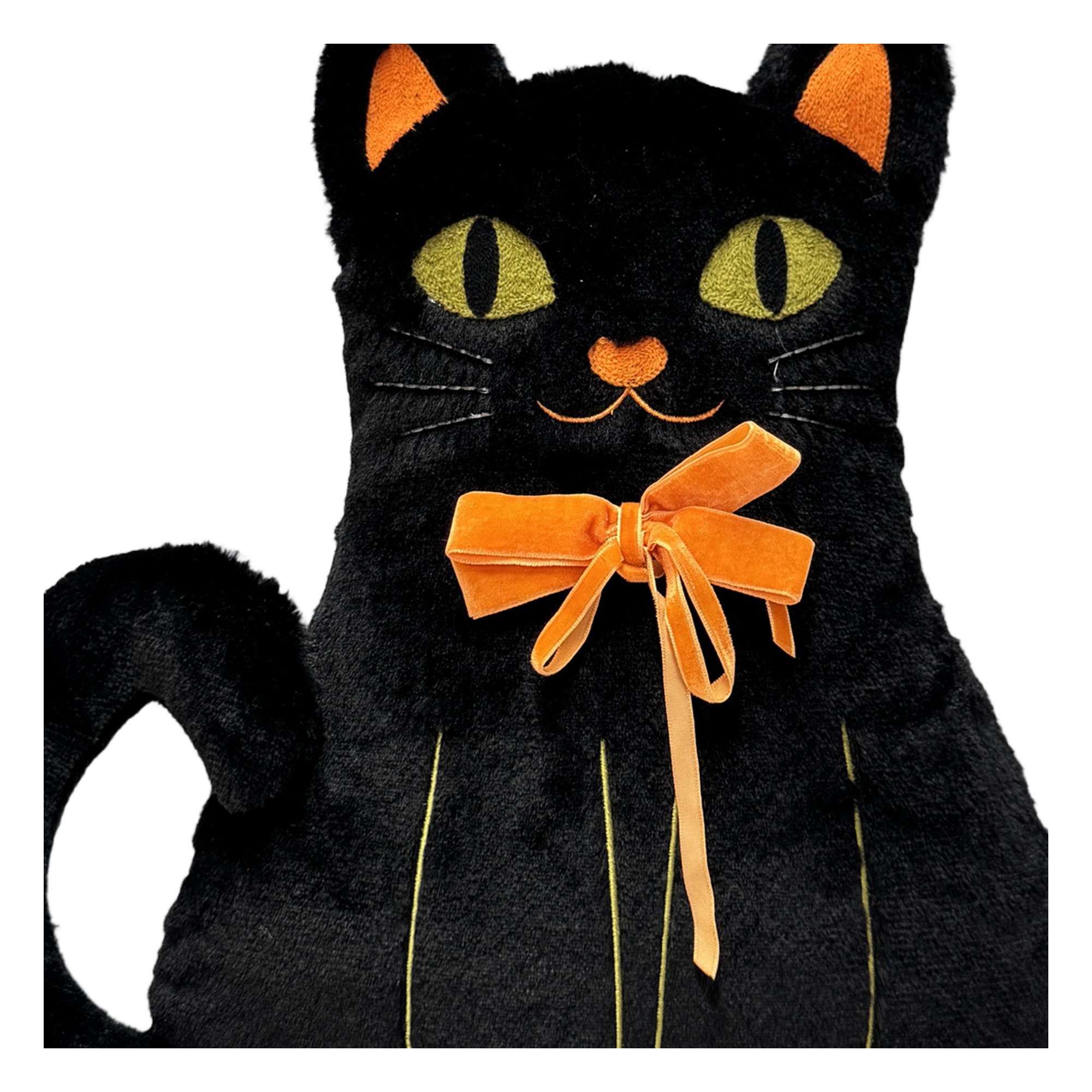 Way-To-Cel PL Oreiller en forme de chat noir, hauteur 15 pouces, couleur noir et orange