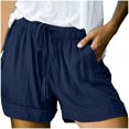 thumbnail image 1 of Womens Comfy Drawstring Splice Casual Elastic Waist Pocketed Loose Shorts Pants, 1 of 4