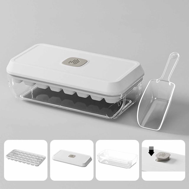 Fridja Summer Sales Pressing Ice Box with 32 Compartments for Household Refrigerators Homemade Ice Cubes Ice Box Ice Tool Food Grade Ice Rack Gifts for Family