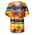 thumbnail image 5 of Débardeurs Grande Taille pour Femmes Col Rond Imprimé T-Shirts Manches Courtes Blouse Ample Col en V T-Shirt Femmes en Solde, 5 of 5