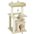 thumbnail image 1 of PawHut Cat Tree Tower Multi-Level Kitten House with Scratching Post, Beige, 1 of 10