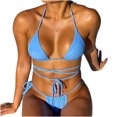 thumbnail image 1 of Women Bikini Padded Swimwear Open Back Beach Bathing Suit Split Swimsuit, 1 of 4