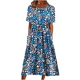thumbnail image 2 of YUNAFFT Robes pour Femmes Liquidation Robes d'Été Décontractées pour Femmes Col Rond Manches Courtes Fermeture Éclair Pliantes à Imprimé Floral Soldes, 2 of 8