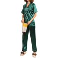 thumbnail image 1 of Fashion Color Block Pajamas Sets Lapel Tops Loose Trousers Simple Household Clothes, 1 of 1