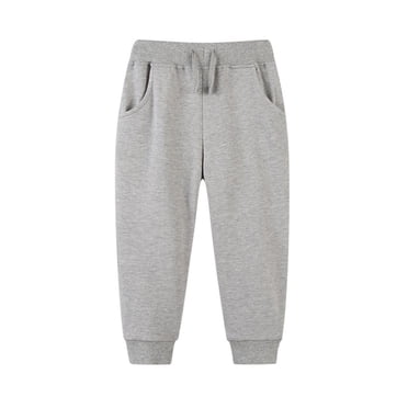 Lenpel Toddler Girls Boys' Sweatpants Unisex Elastic Waist Drawstring Pull on Joggers Casual Athletic Pants with Pockets(Gray,2-3 Years)