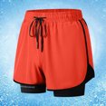 thumbnail image 1 of Styesk Mens Shorts Men Large Size Solid Color Casual Fashion Loose Sports Three-quarter Pants Drawstring Pockets Double Layer Exercise Shorts Pants, 1 of 6