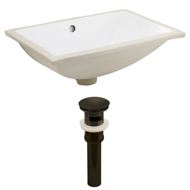 20.75-in. W CSA Rectangle Bathroom Undermount Sink Set In White - Oil Rubbed Bronze Hardware - Overflow Drain Incl. AI-24907