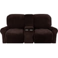 thumbnail image 2 of CHOK 2024 Housse de Causeuse Inclinable avec Console Centrale Housse Extensible en Velours pour Fauteuil Inclinable 2 Places avec Porte-Gobelet, 2 of 10