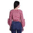 thumbnail image 2 of Moomaya Haut Court Imprimé pour Femmes Style Portefeuille Haut à Volants Manches Longues Blouse Décontractée d'Été, 2 of 5