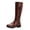 Brun, variante sur jovati Bottes Rétro de Cowboy pour Femmes à Talon Moyen, Fermeture Éclair, Franges, Boucle de Ceinture, Hauteur Genou