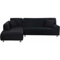 thumbnail image 1 of Elastic Stretch L Shaped Sofa Cover for 2+2 Combination Sofa, Black, 1 of 5