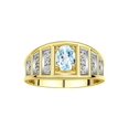 thumbnail image 1 of RYLOS Rings for Women 14K Yellow Gold Ring Classic Style 7X5MM Oval Gemstone &  Diamond Ring March Aquamarine Jewelry Size 8, 1 of 7