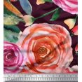 thumbnail image 1 of Soimoi Tissu en Coton Cambric Imprimé Feuilles & Roses par Yard 42 Pouces de Large, 1 of 3