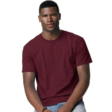Hanes TAGLESS Men`s T-Shirt - Best-Seller, 2XL, Maroon
