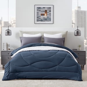 SLEEP ZONE King Size Comforter Duvet Insert, Down Alternative Reversible Comforter, Lightweight, Soft and Breathable Bedding All Season, Flint Blue