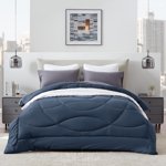 SLEEP ZONE King Size Comforter Couette Insert, Down Alternative Reversible Comforter, Légère, Douce et Respirante Literie Toute la saison, Bleu Flint