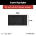 thumbnail image 3 of Furrion LLC Microwave Oven FMSN09-BL 0.9 Cubic Foot Capacity; 900 Watts; LED Panel Temperature Control; Black; With 13.6 Inch Diameter Glass Turntable; Without Trim Kit, 3 of 3