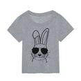 thumbnail image 1 of PMVFHDE T-Shirt Graphique à Manches Courtes Imprimé Lapin de Pâques pour Enfants, Col Rond, Décontracté, Printemps Été, Gris, 7-8 Ans, 1 of 4