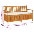 thumbnail image 4 of vidaXL Storage Bench with Cushion 148 cm Solid Wood Acacia, 4 of 5
