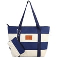 thumbnail image 1 of Sac Fourre-Tout pour Femmes à Rayures Grande Capacité Sac Fourre-Tout en Toile Sac Fourre-Tout de Voyage à Bandoulière avec Pochette, 1 of 10