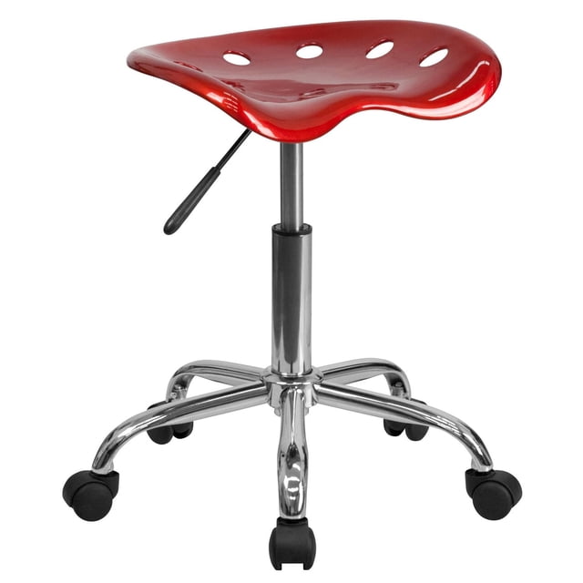 Vibrant Wine Red Tractor Seat and Chrome Stool