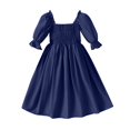 thumbnail image 4 of Robe Petite Fille à Manches Bouffantes, Robes Soleil, Robe Chic, Robes Trapèze Smockées pour Filles, Robe Chic pour Filles, 4 of 5