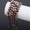 thumbnail image 2 of Natural Healing Power Gemstone Crystal Beads Unisex Adjustable Macrame Bracelets 8mm,Pink Black Rhodonite, 2 of 3