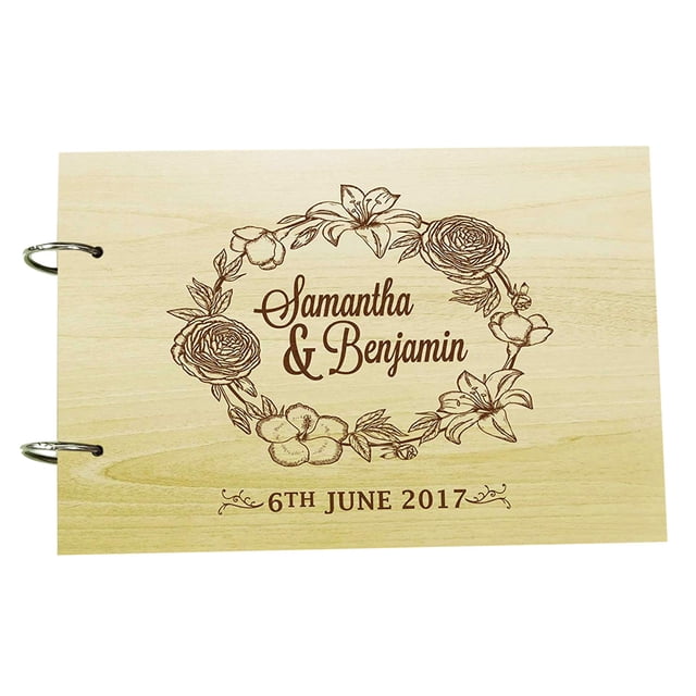 Handmade Personalized Guest Book Rustic Wedding Wood Engraved Advice Book Photo Album Custom Scrapbook.