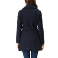 thumbnail image 3 of INSPIRE CHIC Manteau Trench Long pour Femme, Mignon, Col Rabattu, Simple Boutonnage, Ceinturé, L Bleu Foncé, 3 of 6