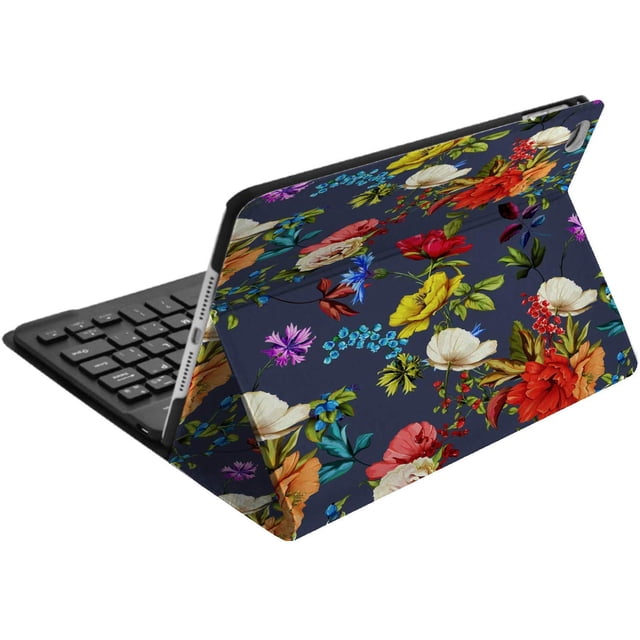 Digital Basics APPLE IPAD 10.2 Étui-Clavier BLUETOOTH Portefeuille Exécutif - Motif FLORAL Sargasse
