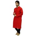 thumbnail image 3 of Atasi Ensemble Kurta Pyjama Ethnique pour Homme Chemise de Designer Bollywood Rouge-Petit, 3 of 7
