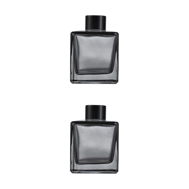 kurtrusly 1/2/3/5 Empty Square Glass Diffuser For Fragrance - Thickened Bottom Anti-Slide With Excellent 200mL Smoke Grey 2PCS
