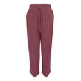 thumbnail image 4 of Soki Womens Capri Casual Loose Linen Elastic Wasit Cotton Linen Pants Trousers, 4 of 4