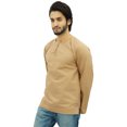 thumbnail image 4 of Atasi Kurta Court Brun pour Homme, Col Rond Goutte d'Eau, Tunique en Coton - Moyen, 4 of 6