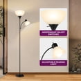 thumbnail image 3 of OUTON 71" Torchiere Floor Lamp with Reading Side Light, 3 Color Temperature Modern LED Standing Light for Living Room, Black, 3 of 6