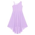 thumbnail image 4 of RUNQHUI Robe Pailletée Sans Manches pour Fille, Bretelles Asymétriques, Nœud Torsadé, Mariage, Fête, Maxi Lavande 14, 4 of 7