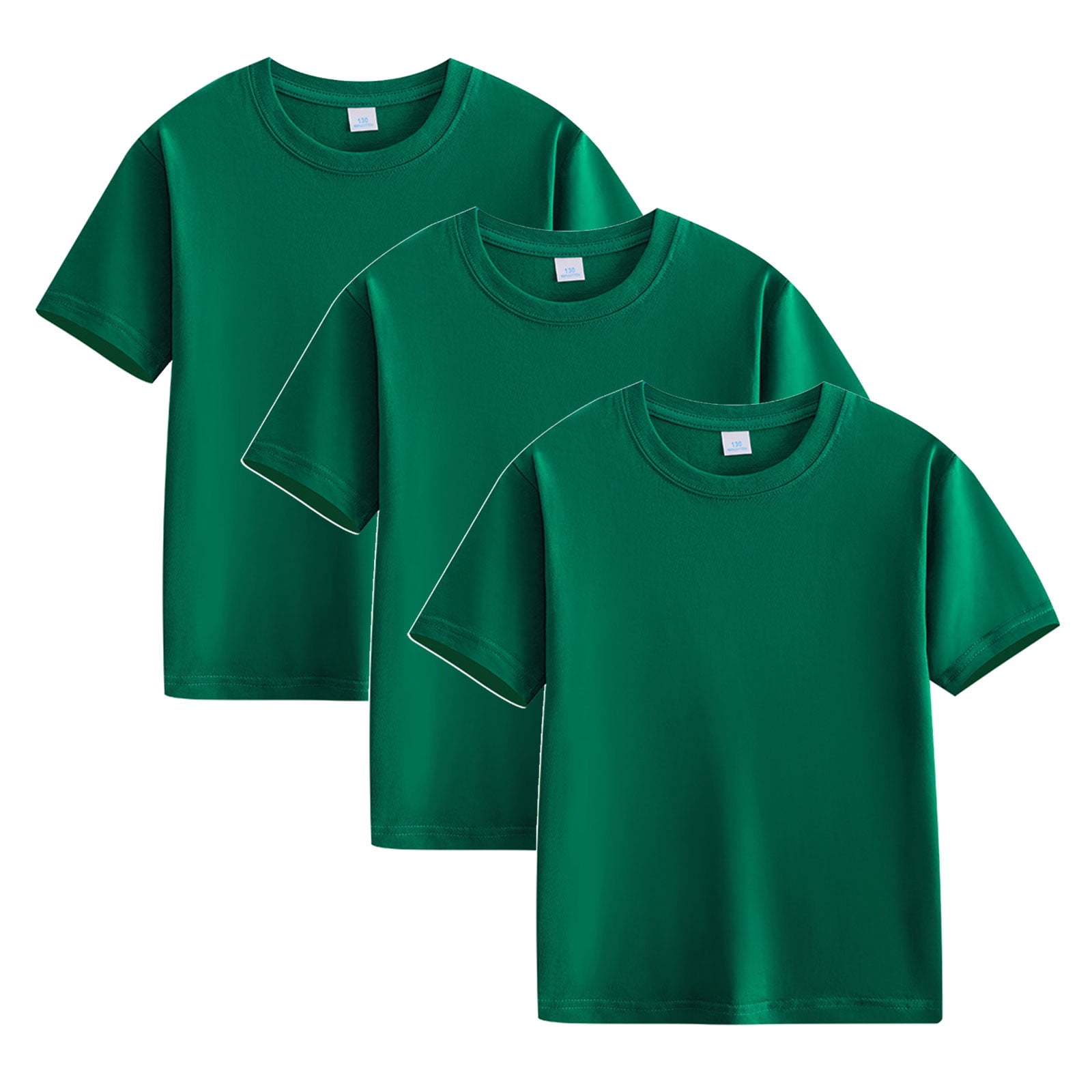 Plebaso Lot de 3 T-Shirts en Coton pour Enfants, Manches Courtes, Col Rond, Chandails Décontractés Unis Basiques, Hauts pour Unisexe