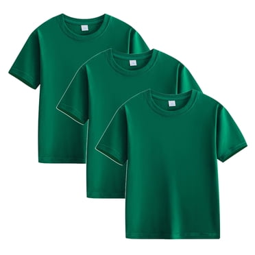 RKSTN 3PC Girls Shirts Summer Fashion Basic Solid Color Cotton Kids Childrens Tops Loose Fit Short Sleeve Round Neck Soft Tops