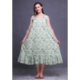 thumbnail image 2 of Bimba Pastel Mint2 Floral Leaves & Peony Mi-Mollet Vêtement de Nuit Femme Coton Imprimé Sans Manches Robe de Nuit Maxi X-Small, 2 of 6