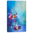 thumbnail image 2 of Little Flowers on Blue Background - Large Floral Canvas Artwork, 2 of 3