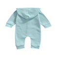 thumbnail image 3 of Infant Baby Girls Boys Solid Color Romper Long Sleeve Hooded Jumpsuit with Pockets for Spring Fall, 3 of 6