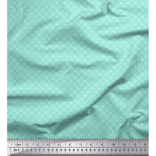 Soimoi Green Rayon Fabric Artistic Geometric Decor Fabric Printed Yard 56 Inch Wide