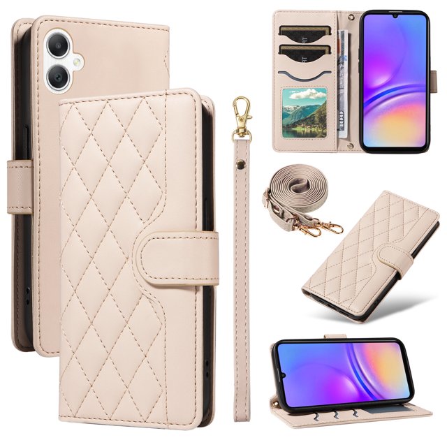Samsung Galaxy A06 Phone Case , Wallet Flip Cover Adjustable Crossbody Lanyard Magnetic Card Slots