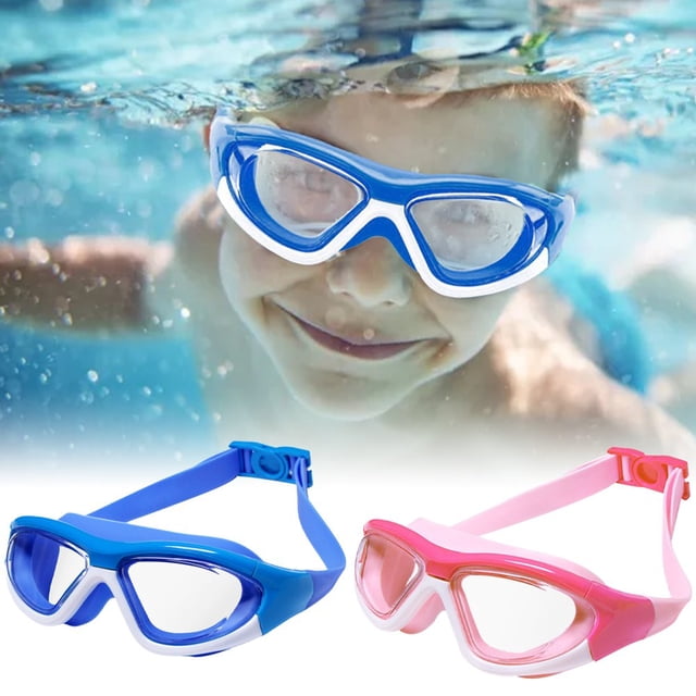 PENGXIANG Lunettes de Natation pour Enfants Anti-Buée pour Garçons et Filles avec Vision Longue Distance Anti-Buée Claire Étanches Sangles Réglables Lunettes de Natation pour Piscine Rose Bleu Foncé