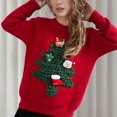 thumbnail image 4 of TIMIFIS Uglys Christmas Sweaters pour Femmes Automne Manches Longues Mignon Renne Arbre de Noël Imprimé Col Rond Chandail Hauts Décontractés Hiver Extensible Chandail Tricoté, 4 of 5