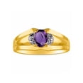 thumbnail image 1 of RYLOS Mens Rings 14K Yellow Gold Classic Design 7X5MM Oval Gemstone & Diamond  Amethyst February Birthstone Ring Size 10, 1 of 7