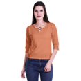 thumbnail image 4 of Moomaya Printed Keyhole Neck Ring Top Casual 3/4th Sleeve Tees Tank Tunic Top, 4 of 5