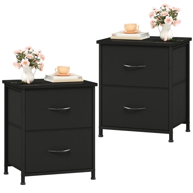 Eunos Tables de Nuit Noires pour Chambre, Ensemble de 2, Petite Table de Chevet Table d'Appoint pour Garde-Robe Salon