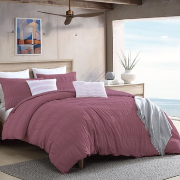 Swift Home Moselle 100% Cotton, Duvet Cover Set, Textured, King, Dusty Rose