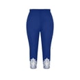 thumbnail image 4 of Pantalons Capris pour Femmes Jambe Droite Coupe Jambe Grande Taille Polyester Pantalons d'Été Dames 2023 Pantalons Capris Style C-95 Bleu G, 4 of 7